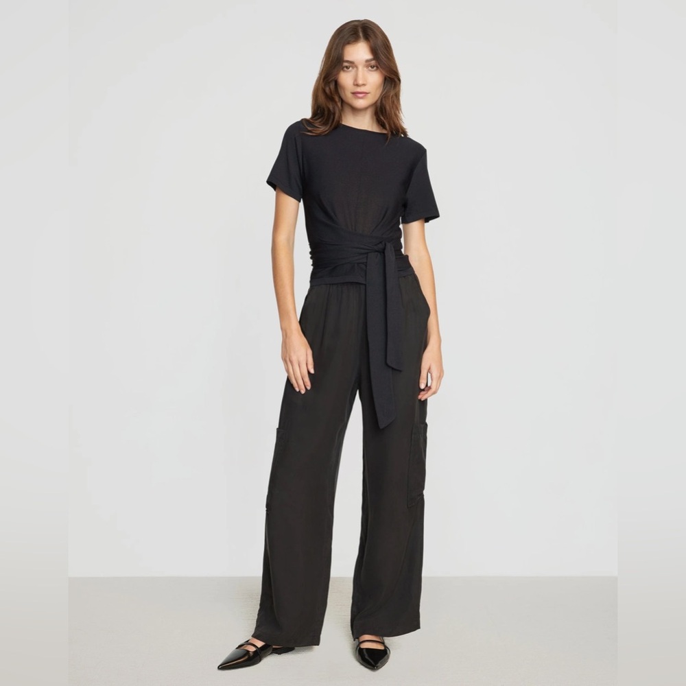 Modern citizen black wrap tie blouse size large Ssense revolve